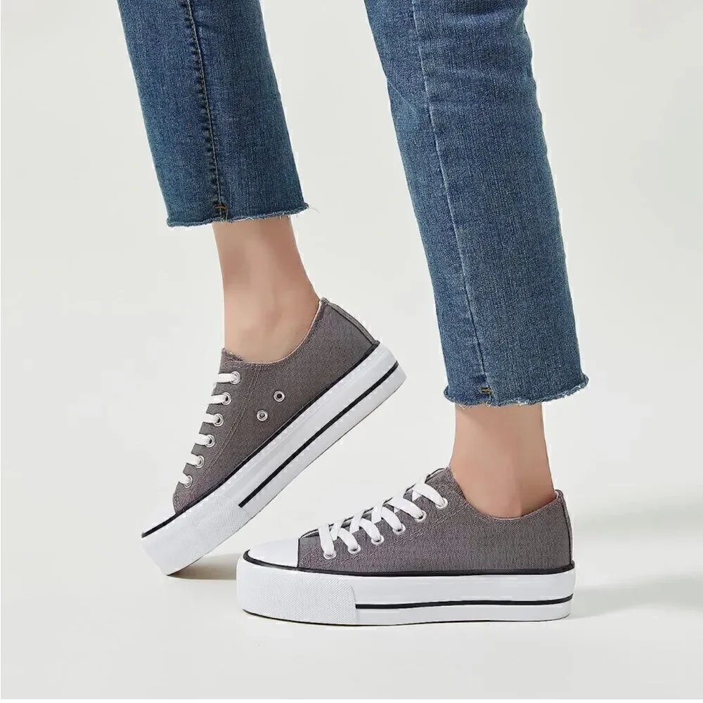 Platform Canvas Low Top Sneakers